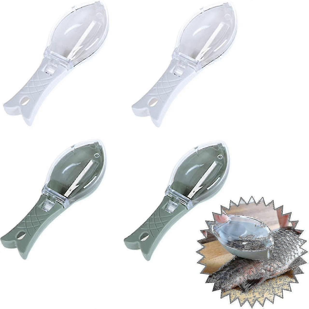 4 Pcs Fish Scaler - Fish Scale Scraper for Effectively Removing Fish Scales