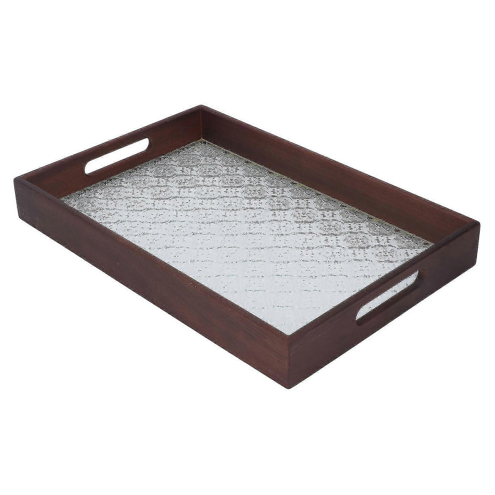 Vintage Walnut Wood Serving Tray - Elegant Rectangle Tray for Cake, Bread, Breakfast, and Snacks