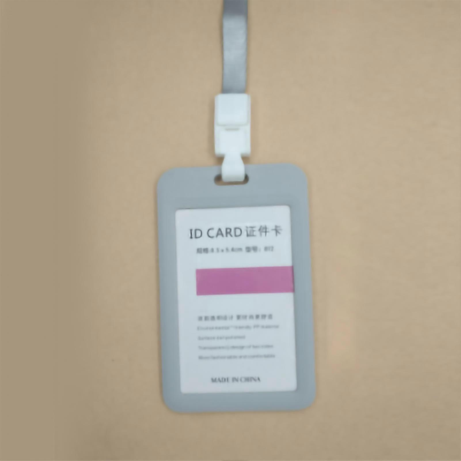 Gray Double Sided Transparent Employee Work Card Badge Holder with Lanyard