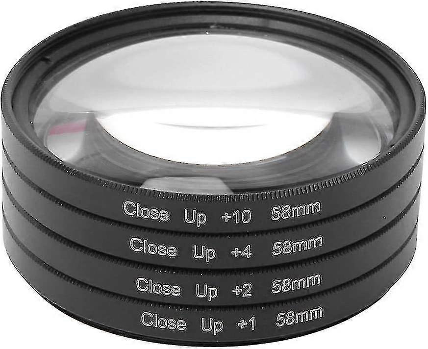 Close Up Filter, 58mm Macro Lens Filter Kits Macro Filter Accessory With 1 2 4 10 Diopters For Select Many Digital Cameras And Camcorders(1set, Black)