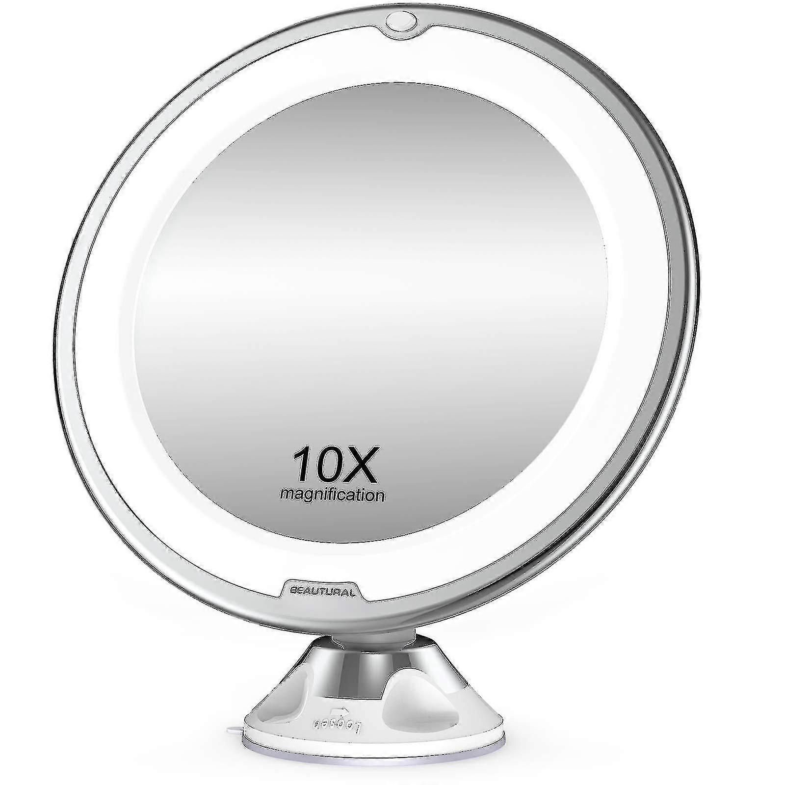 Makeup Mirror, 10x Magnifying Lighted Vanity Daylight White Led, Portable Illuminated Bathroom Mirror, 360 Degree-yvan