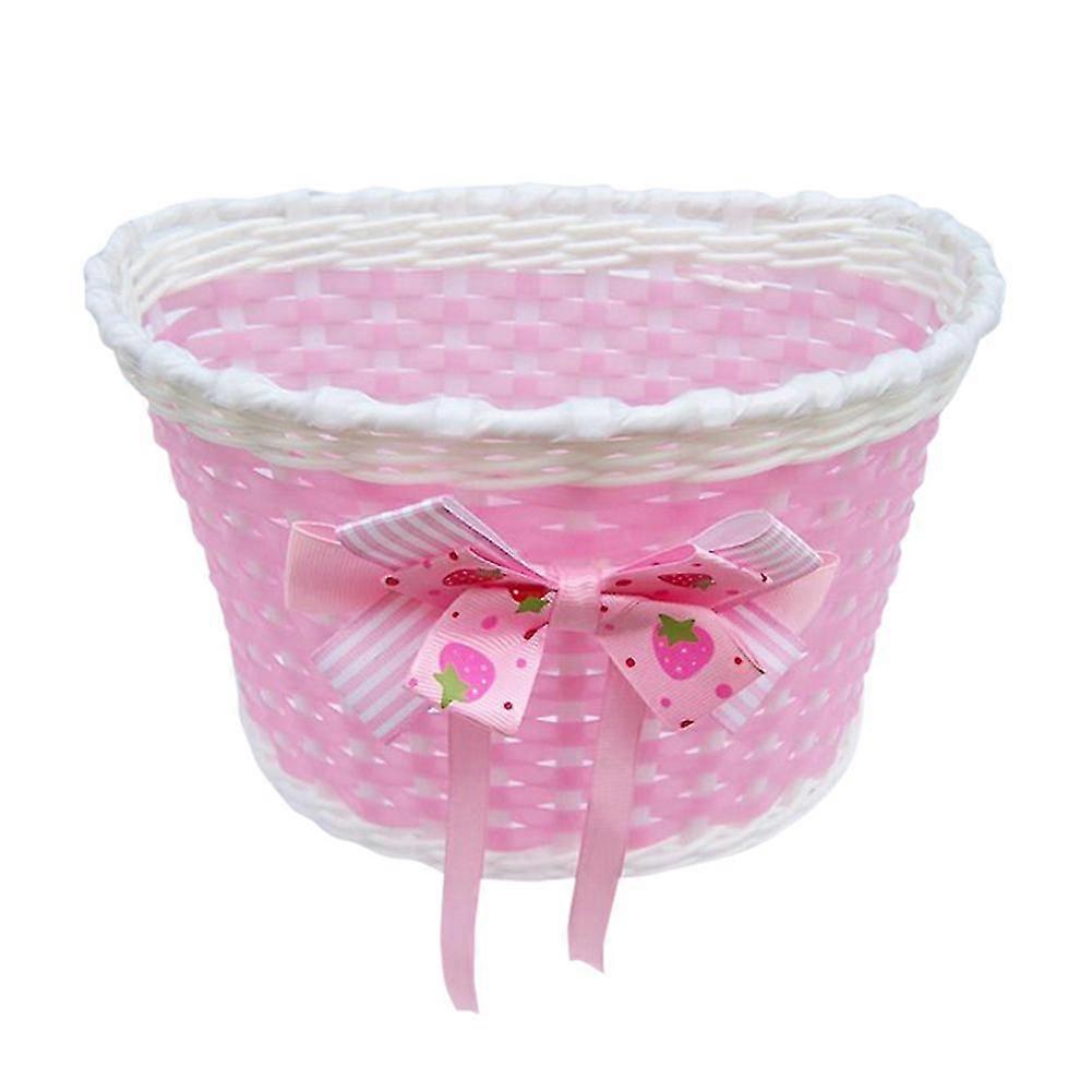 Barn Främre styr cykelkorg Bowknot Design Cykel vävd korg för flicka pojke