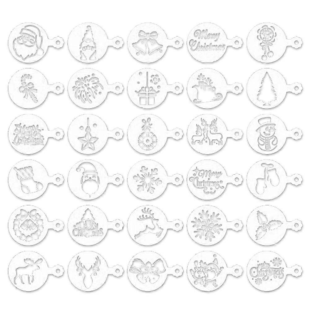 30 Pieces Cookie Stencils Cake Templates Coffee Stencils Reusable Cake Stencil Templates Embossing
