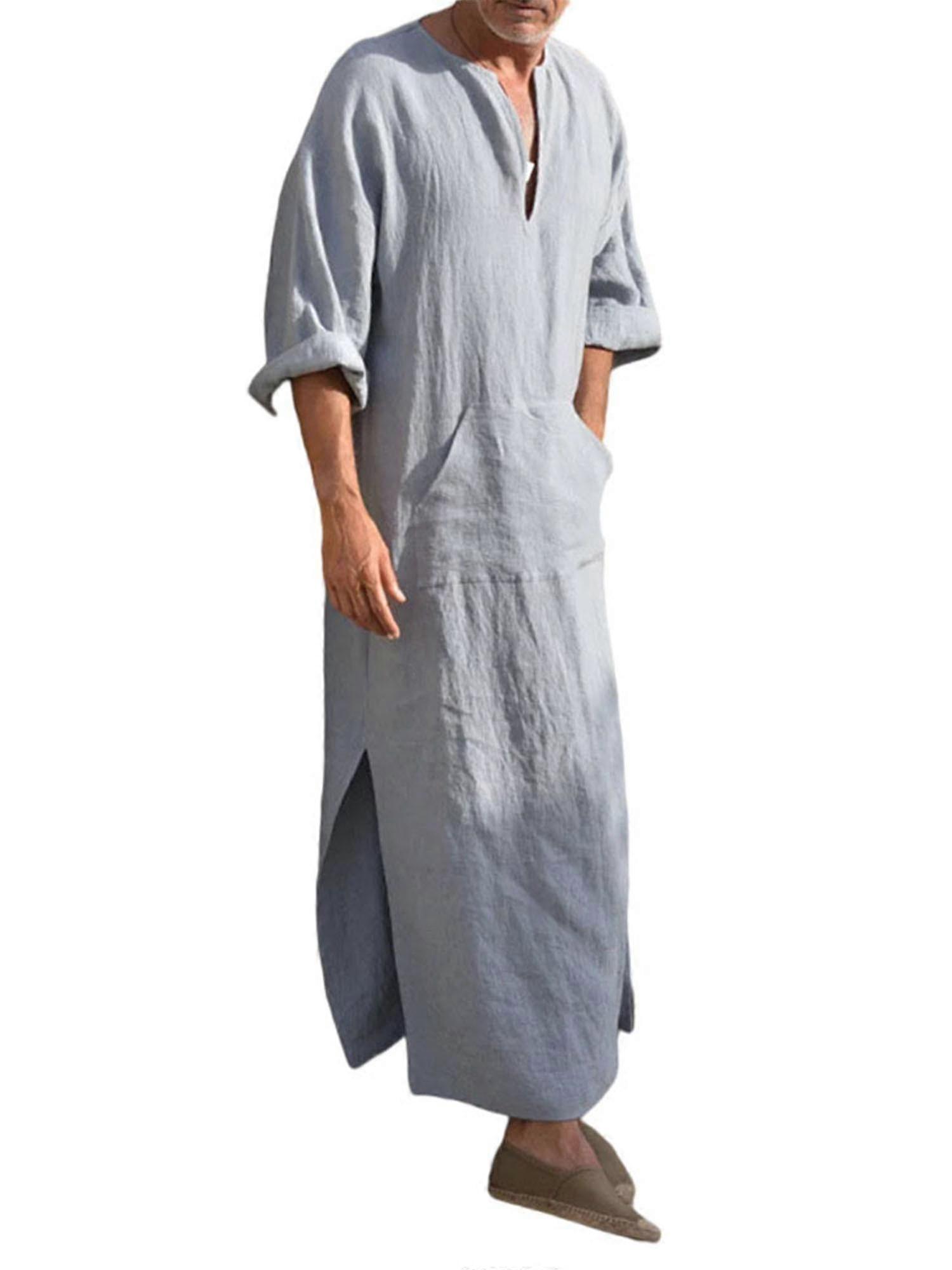 A-Mens Άραβας Μουσουλμάνος Μακριά ρόμπα Ρούχα Casual Μέση Ανατολή Ισλαμική Thobe Kaftan Ρόμπες