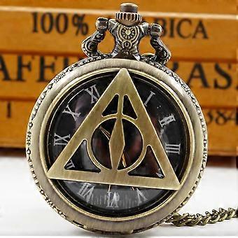 Famous Movie Pattern Carved Roman Numerals Quartz Pocket Watch Necklace Pendant Gifts For Man with Fob Chain