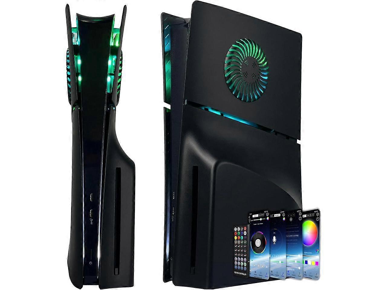 Faceplate for PS5 Slim Disc Edition with RGB Light Strip and Dust Filter with Cooling Vents 400+ Effects LED Light Ring Console Face Plate Cover DIY D