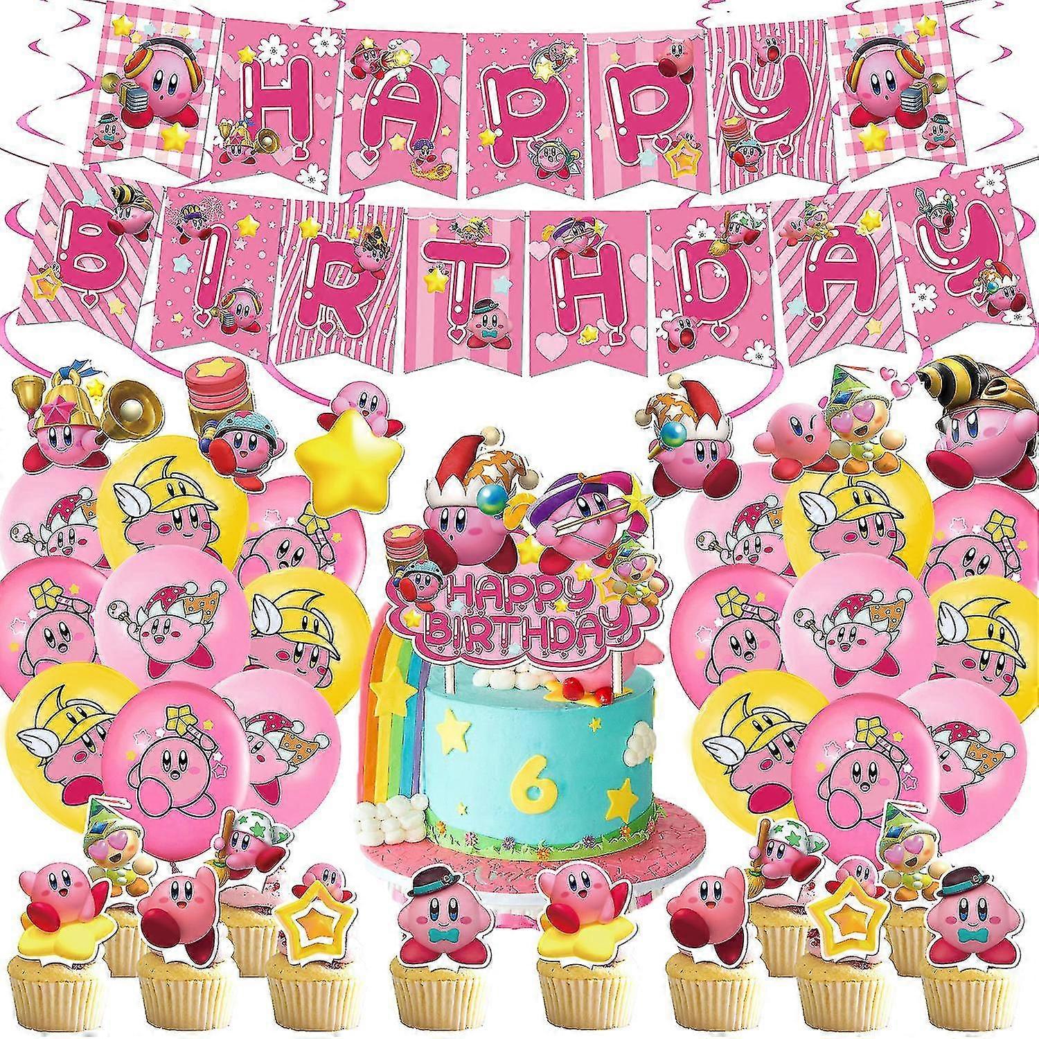 Kirby Theme Happy Birthday Balloons Kit
