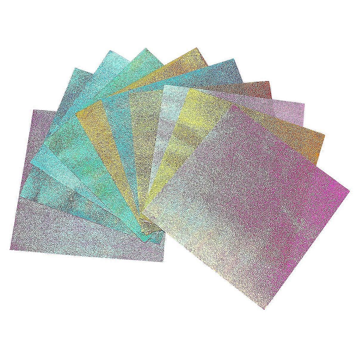 100pcs Iridescent Paper Square Shiny Folding Paper DIY Handcraft Paper for Paper Crane Paper Cuts (15cm, 10 Colors)