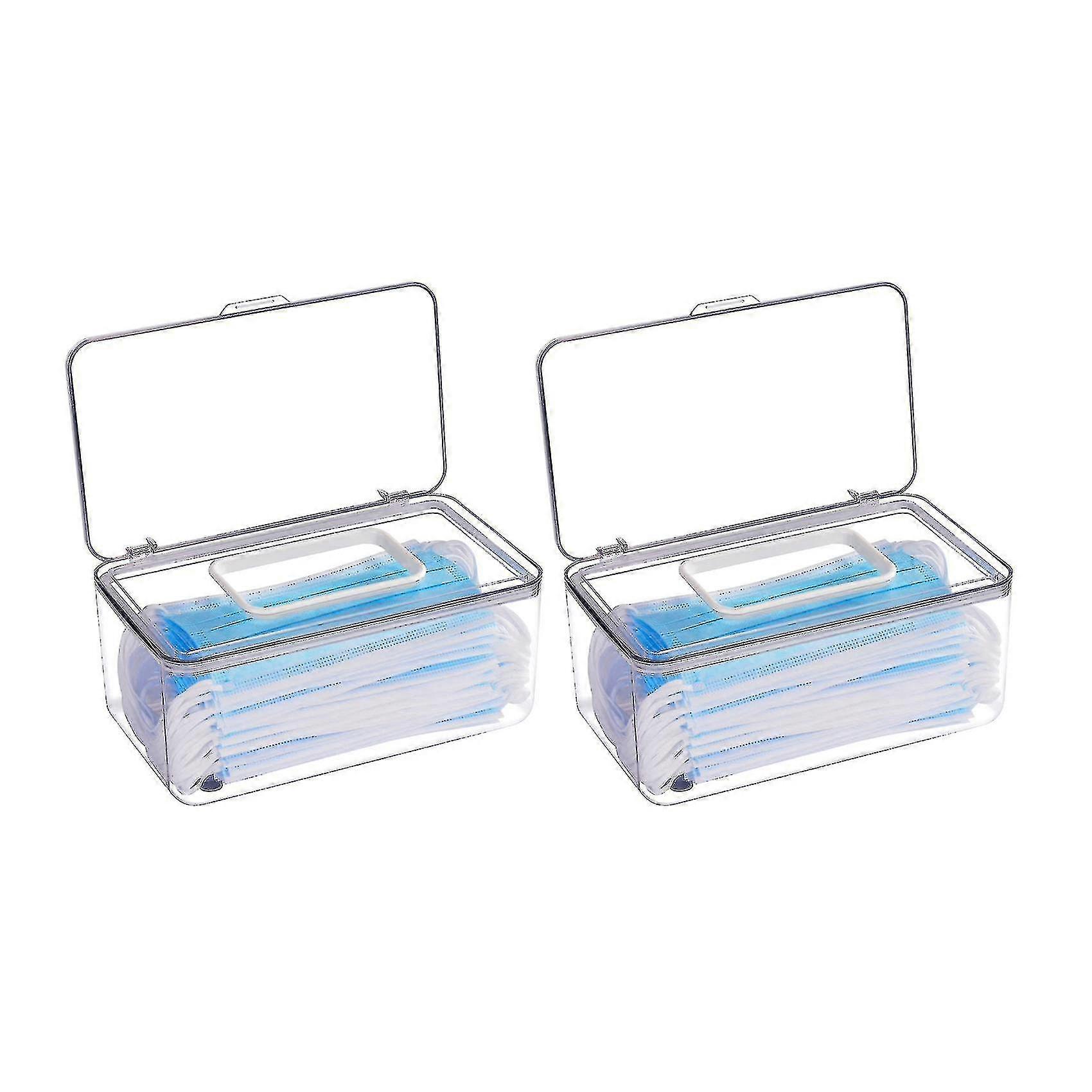 Mask Storage Case Tissue Holder Wet 2 Pcs - Clear