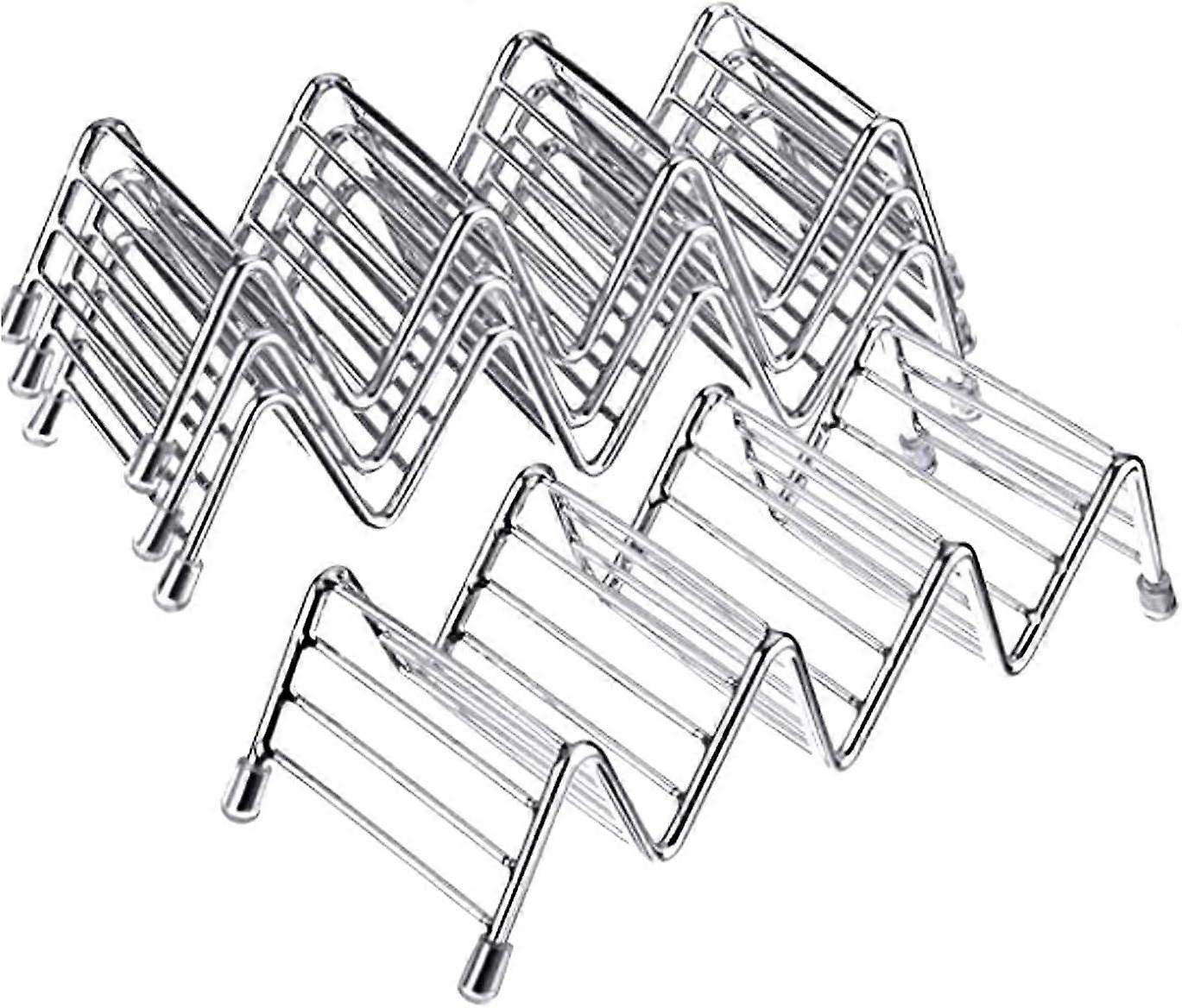 Taco Holder 4 Pack Taco Stand Taco Rack Space in acciaio inossidabile per un massimo di 16 Tacos a guscio duro o morbido
