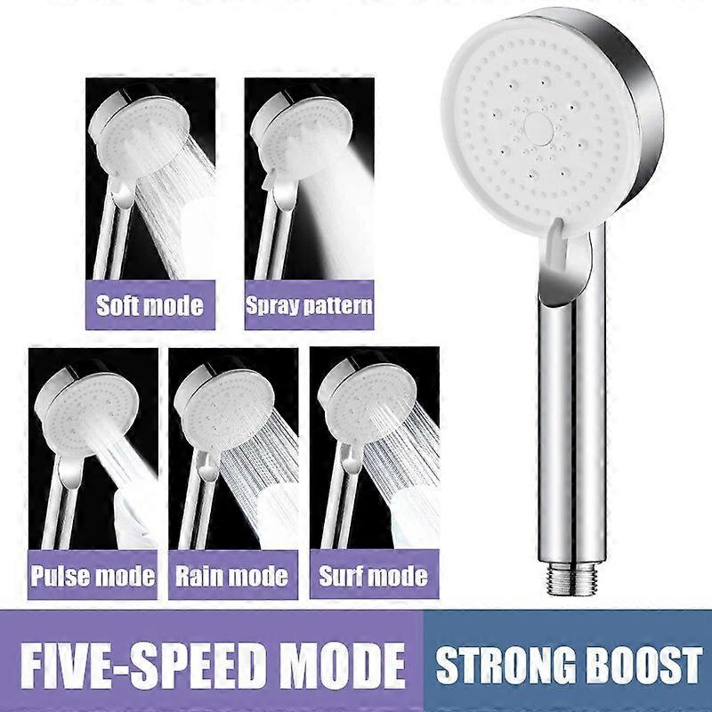 5 Modes Water Saving Shower Head Handheld One-key Stop Adjustable High Pressure Shower Head Massage Nozzle Bathroom Accessories