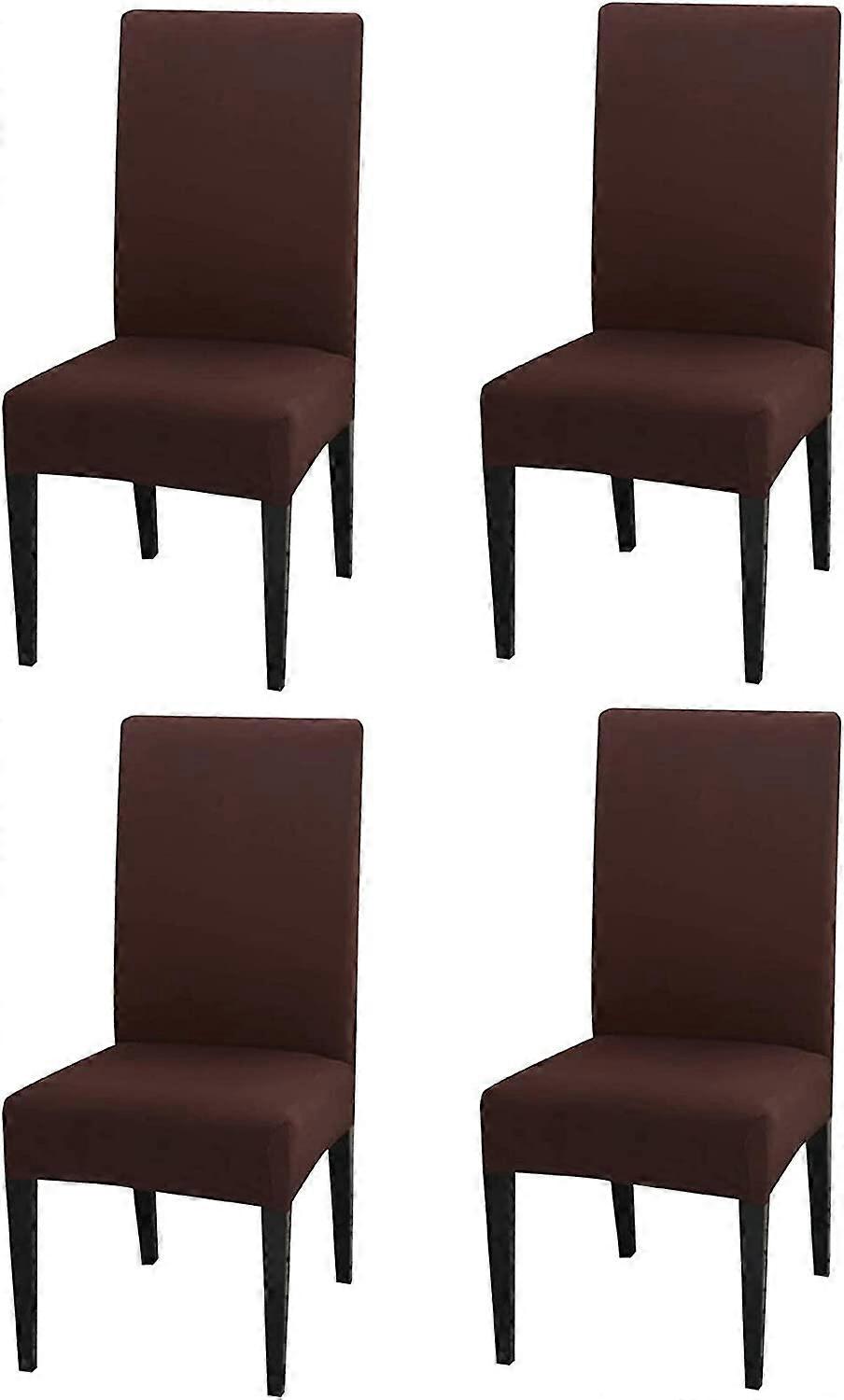 Stolöverdrag Set med 4 stolsöverdrag Brun Elastisk och hållbar Stolöverdrag Sits Lätt att ta hand om och