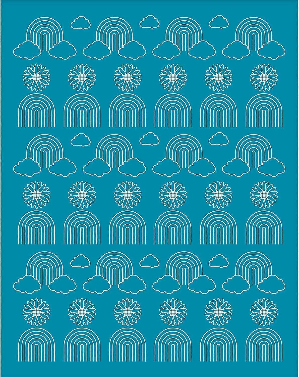 Clay Stencils Cloud Sunflower Non-Adhesive Silk Screen Printing Stencils Reusable Rainbow Mesh Stencil Transfer Washable Stencils DIY
