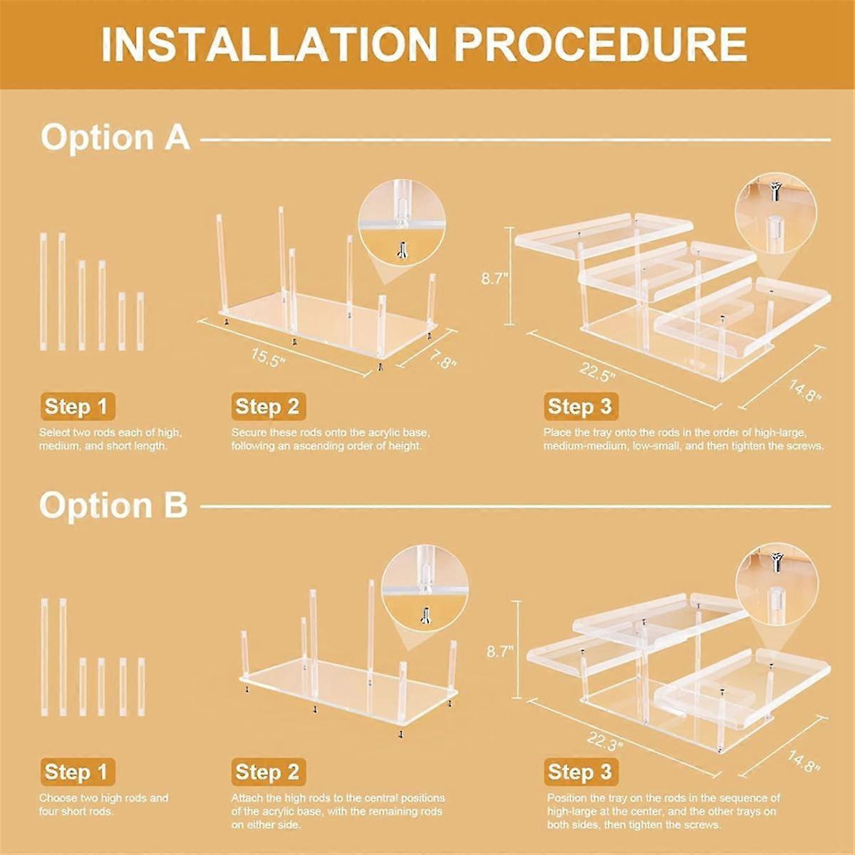 3 Tier Acrylic Display Riser Shelf Display Stand,Dessert Cupcakes Stand Makeup Perfume Holder Style