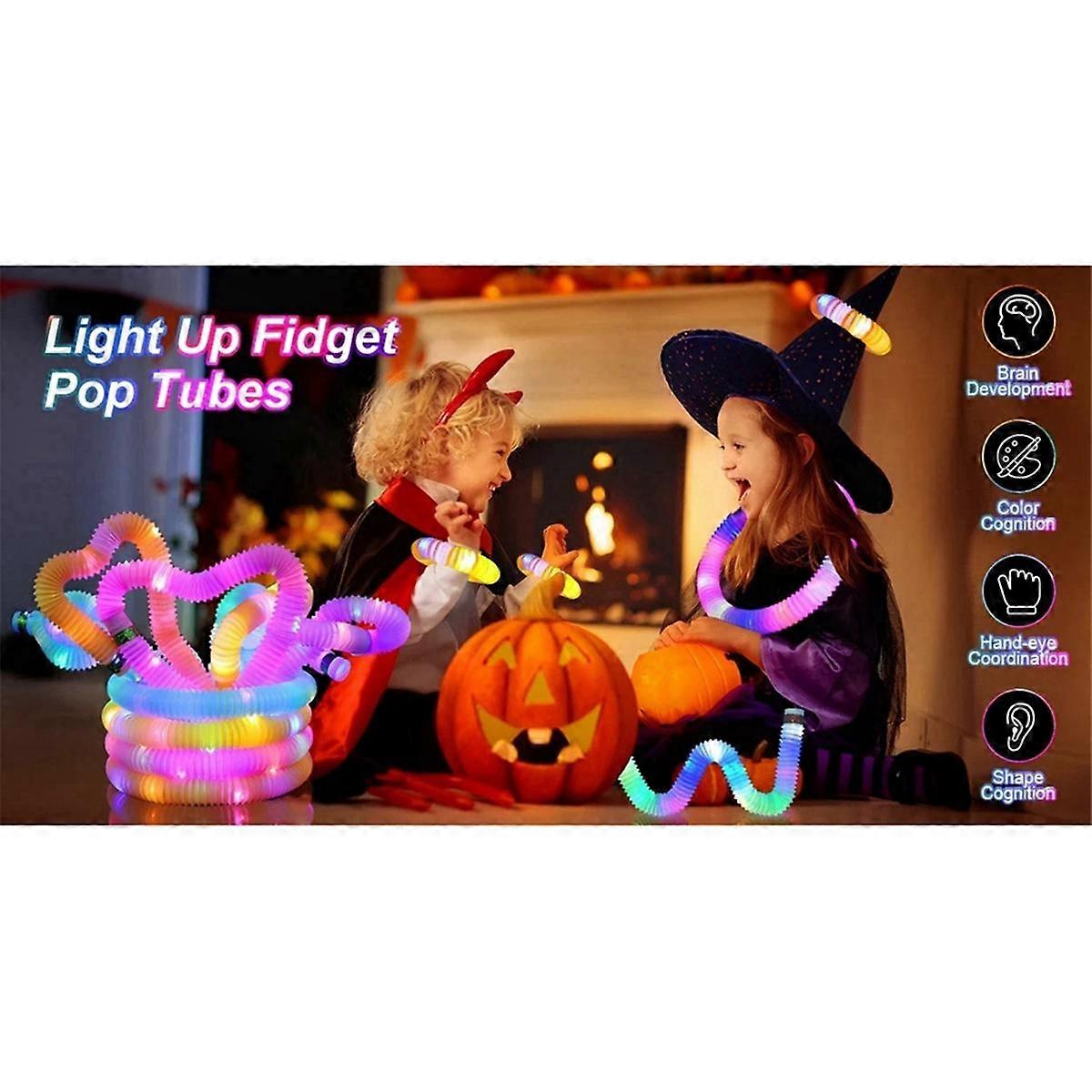 2.9cm Pack LED Tube Decompression Telescopic Tube Vent LED Light Water Pipe Color Box 24pcs Rainbow