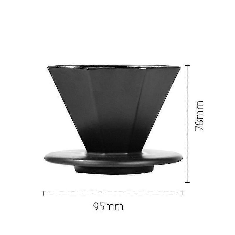 A small black octagonal ceramic filter cup