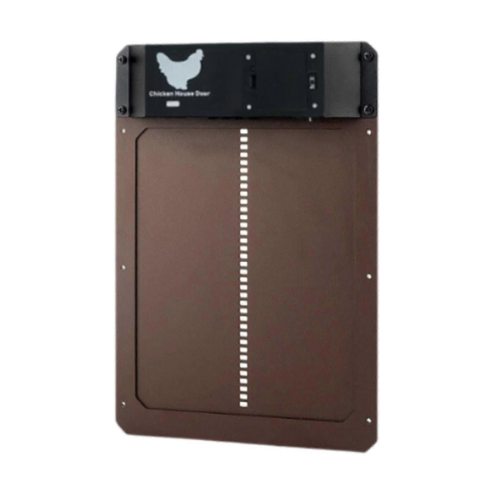 Automatic Coop Door Opener Timing Control Poultry Door for Fence Home Garden Brown