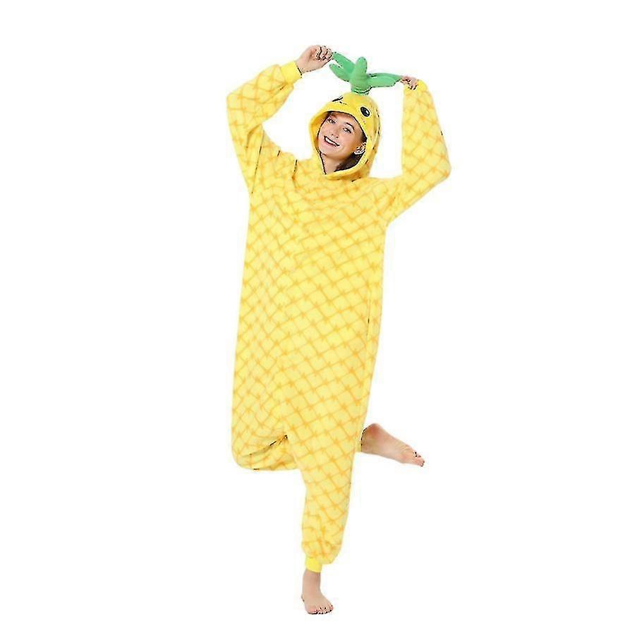 Karikatür Meyve Ananas Erkekler Ve Kadın Cosplay Kostüm Pijama, yetişkin Onesie Pijama, Tek parça Unisex Ev Giyimi -ZHENV