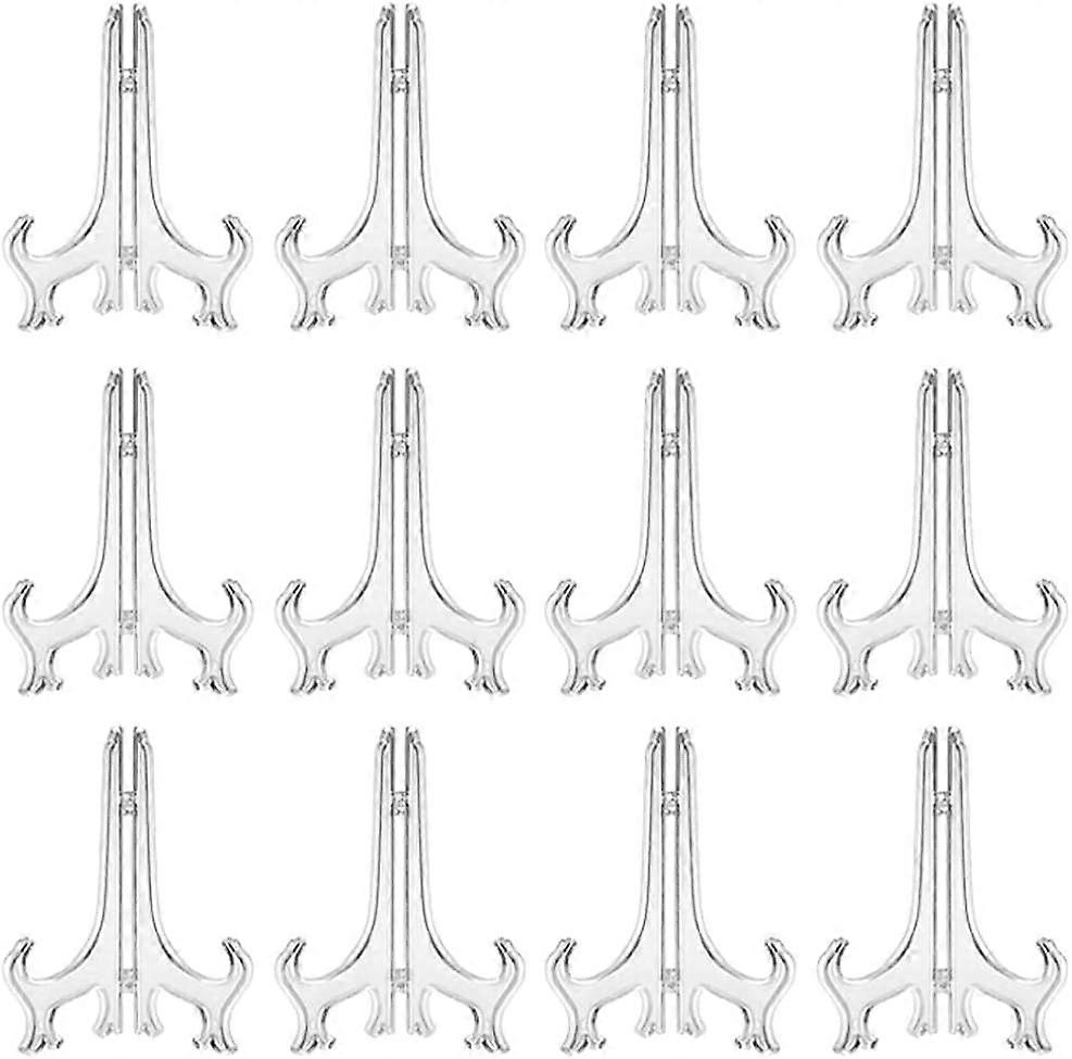 12PCS Plastic Easels for Photos and Collectibles, Clear Display Stands, Lightweight, Durable, Tabletop Use