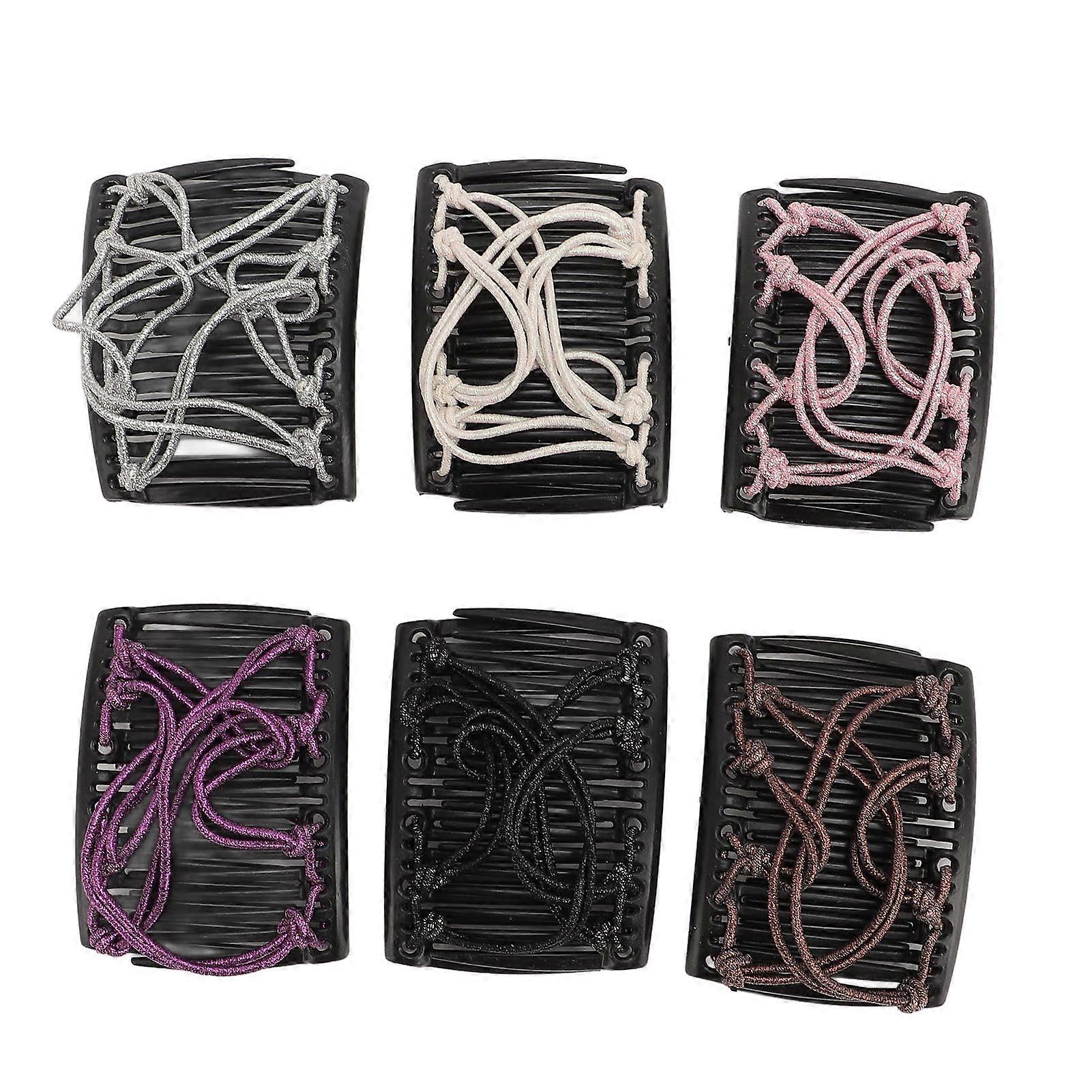 6 Pack Magic Hair Combs for Women Stretchy Hair Accessories Double Comb Adjustable Elastic Hair Clips for Thick, Curly and Thin Hair