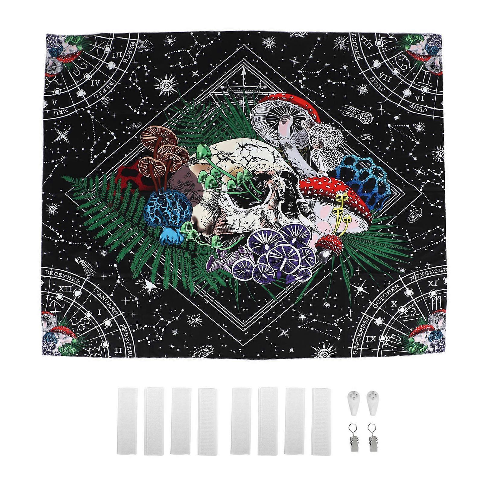 Decorative Tapestry Colorful Mushroom Skull Pattern Soft Lightweight Exquisite Beautiful Backdrop150x130cm