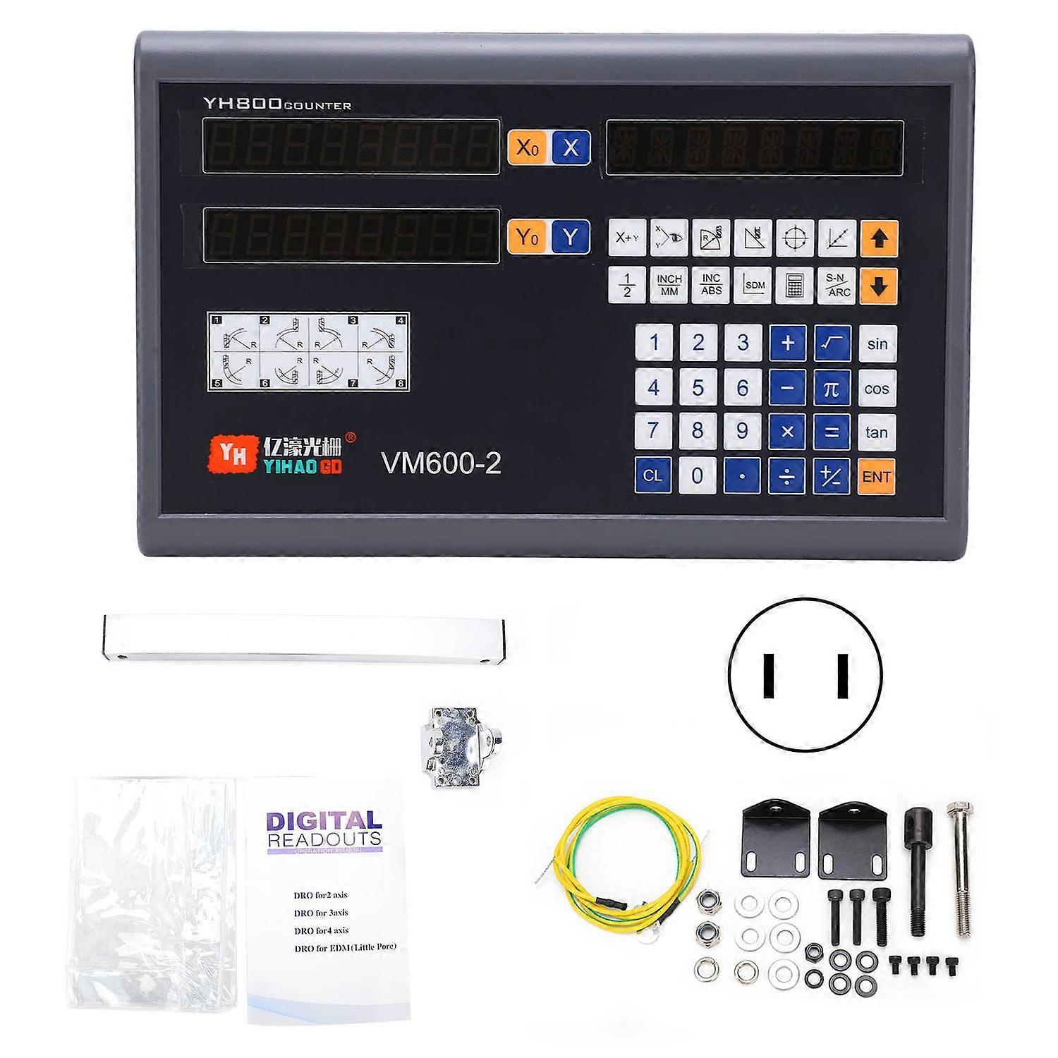 2 Axes Digital Readout Display LCD High Accuracy Encoder with Touch Keyboard Heavy DutyUS Plug (125V