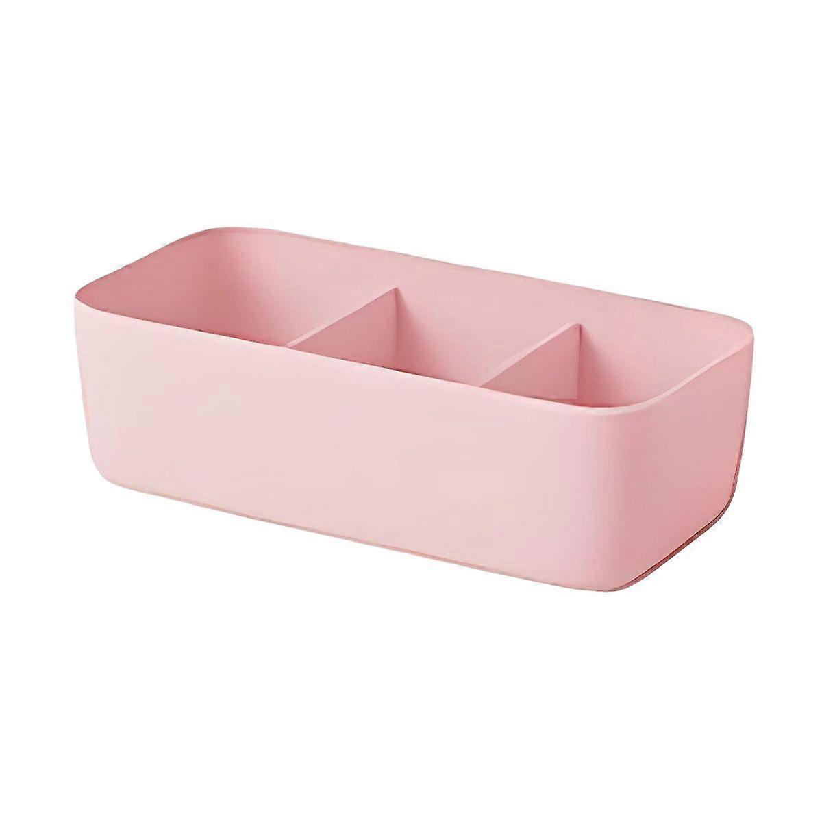 Pink Three Cell Socks Storage Box Stacklable Plastic Underwears Organizer for Home Bedroom