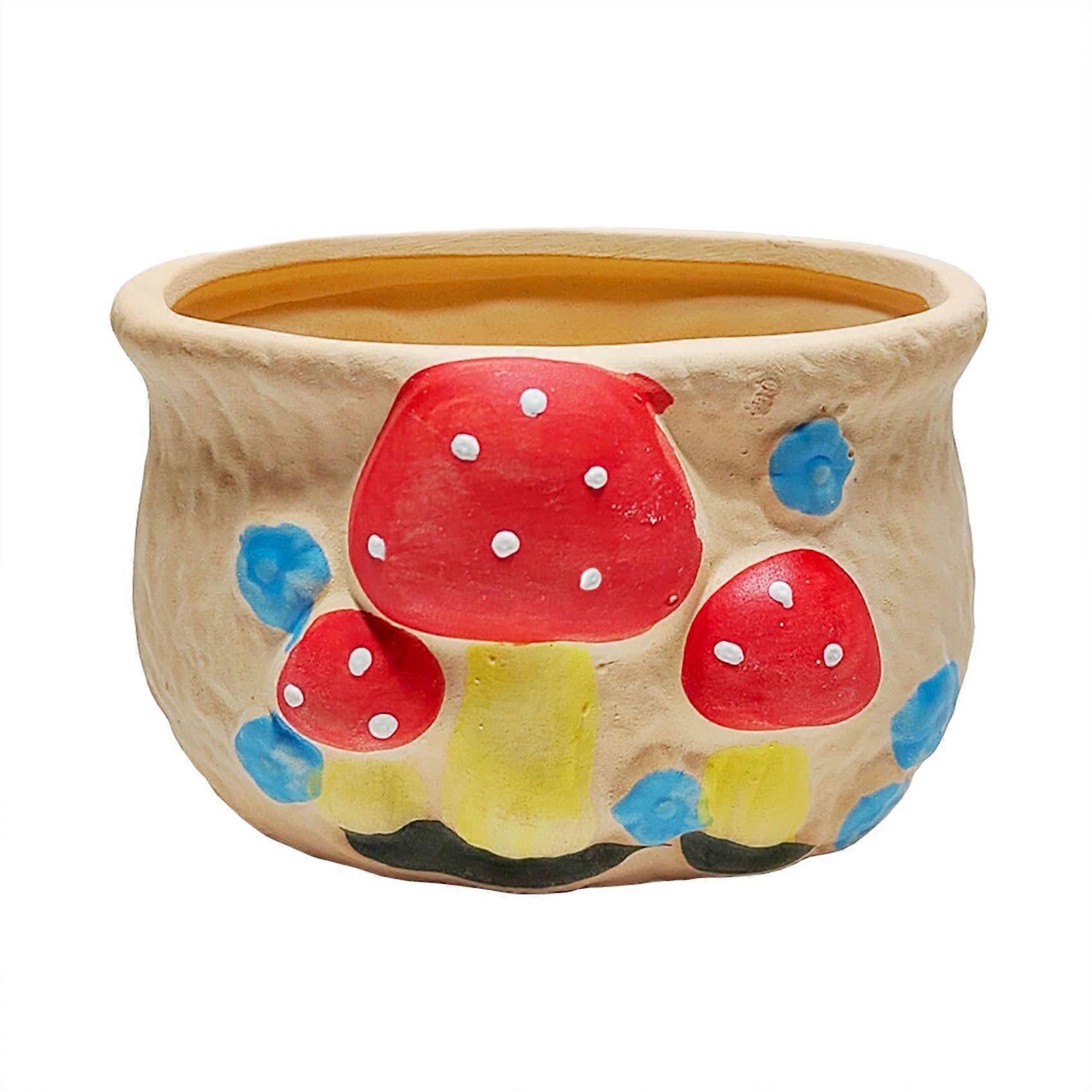 Cute Red Ceramic Mushroom Plant Pot for Indoor Succulents and Cacti, 4 Inch Size, Perfect for Home Decor