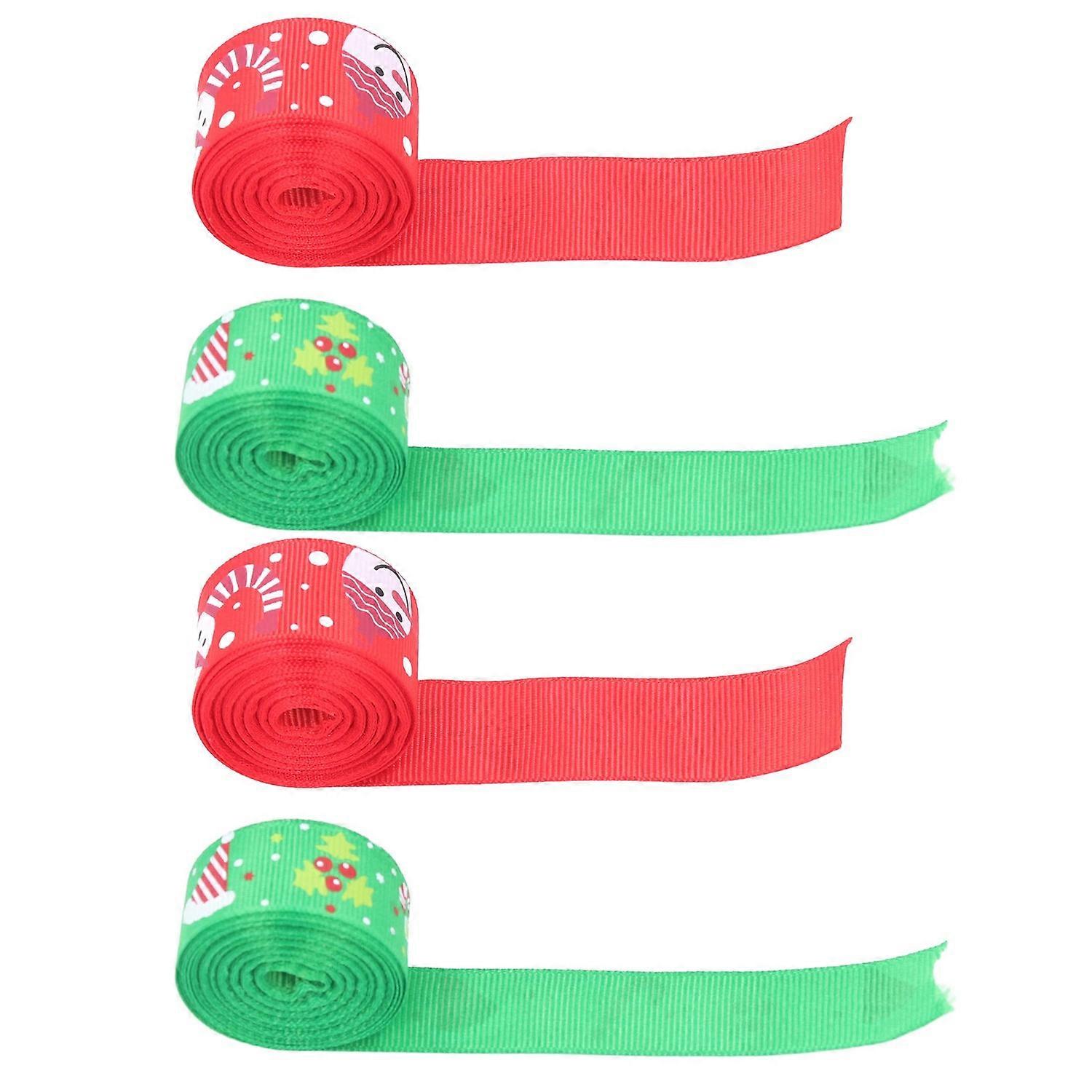 4Pcs Gift Ribbon Premium Polyester Bright Colors Exquisite Pattern Wide Application Wrapping Ribbon