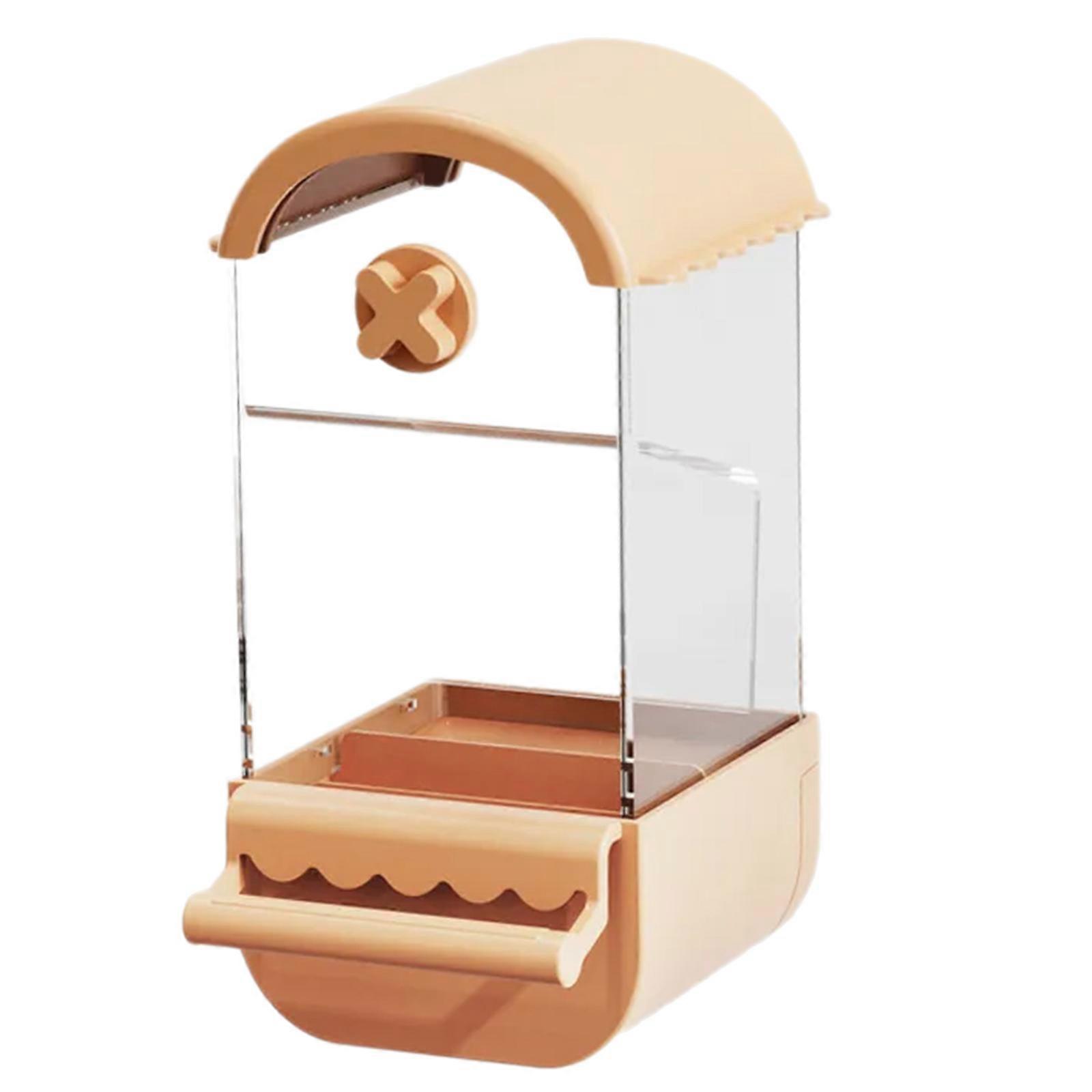 Durablity Screw on Automatic Bird Feeders with Perch Indoor Bird Manual Feeding Container Close and Intimate with Natural Yellow