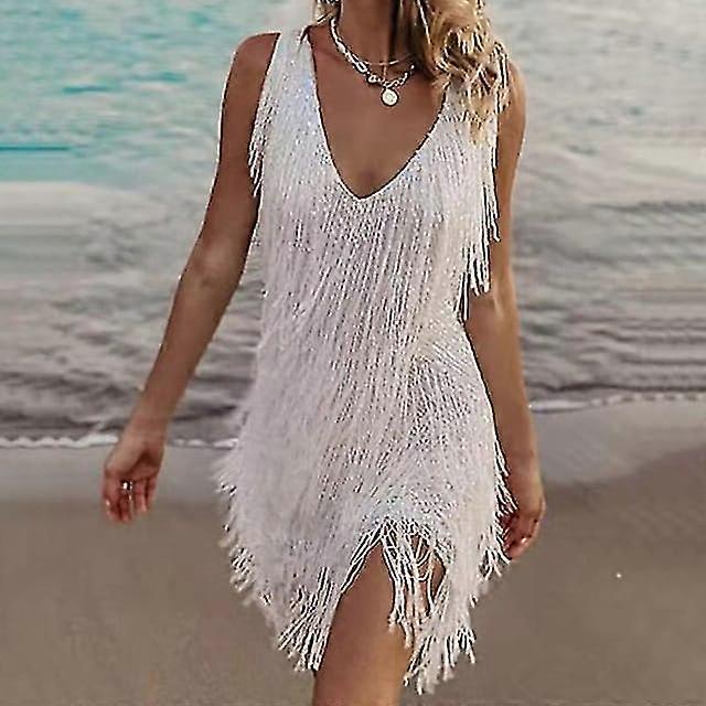 Kadın Parti Elbisesi Saçak Elbise Payet Elbise Mini Elbise Kolsuz Spagetti Askı Parti Kostümü Fantezi Elbise