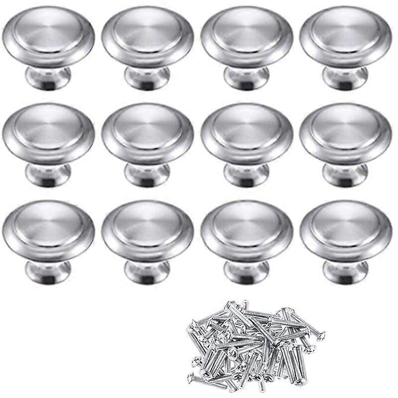 12 Pcs Furniture Knobs Round Kitchen Door Knobs Zinc Alloy Door Knobs Polished Chrome Cupboard Door Knob