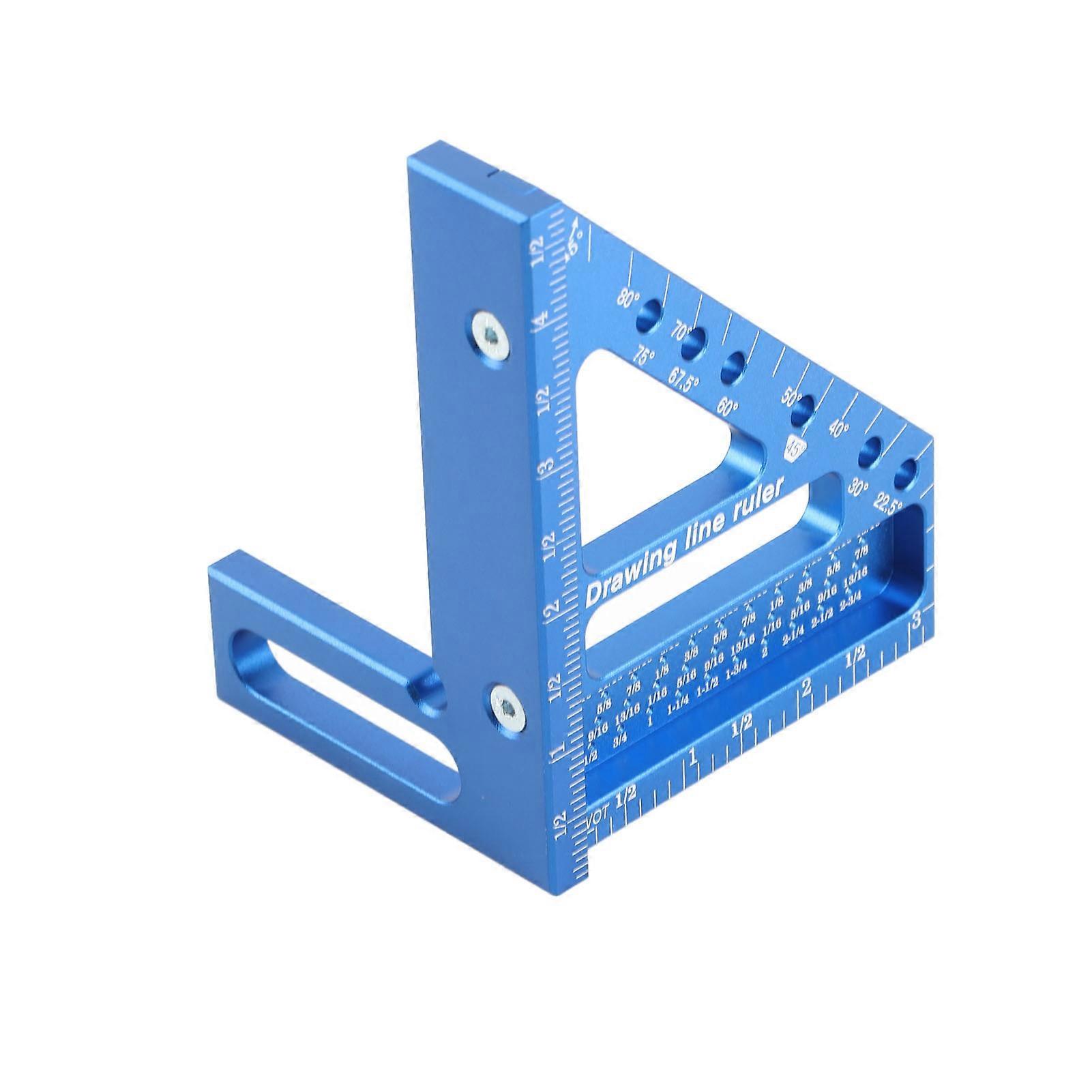 3D Multi Angle Square Ruler Woodworking Miter Triangular Protractor 45 90 Degree Measuring Hole Scribing Aluminum Alloy 