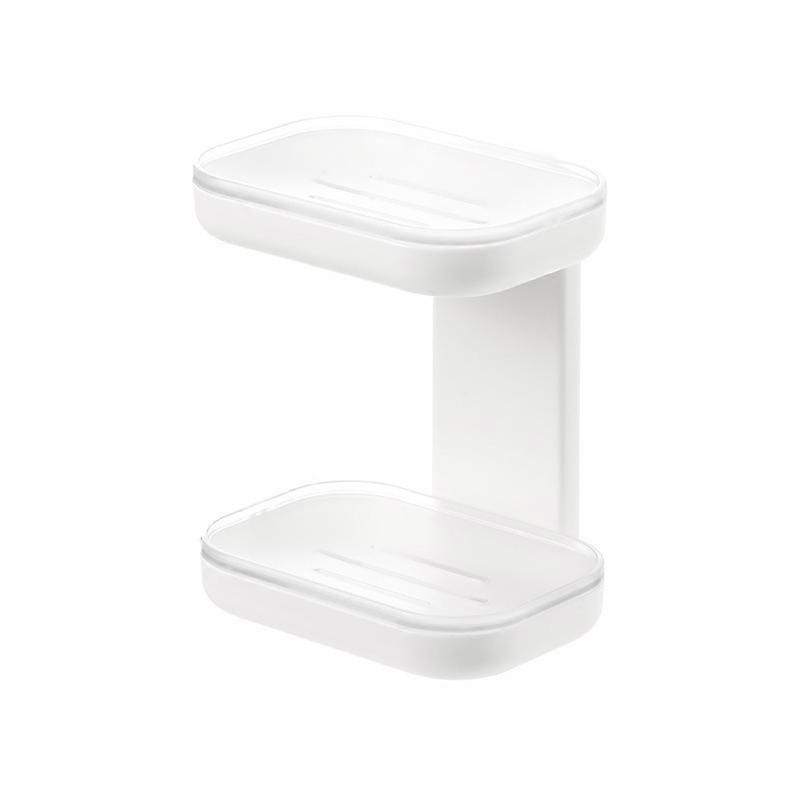 Double-layer self-adhesive soap tray for bathroom organization