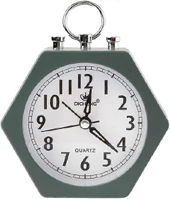 Small Table Clocks Decorative Analog Alarm Clock Hexagon Bedside Table Clock green