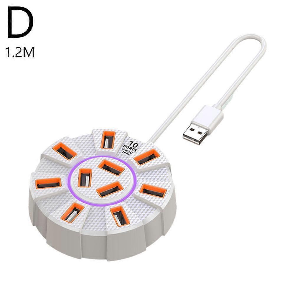 USB 2.0 Hub 10 Ports Multi Splitter Adapter HighSpeed USB Splitter Power Adapter