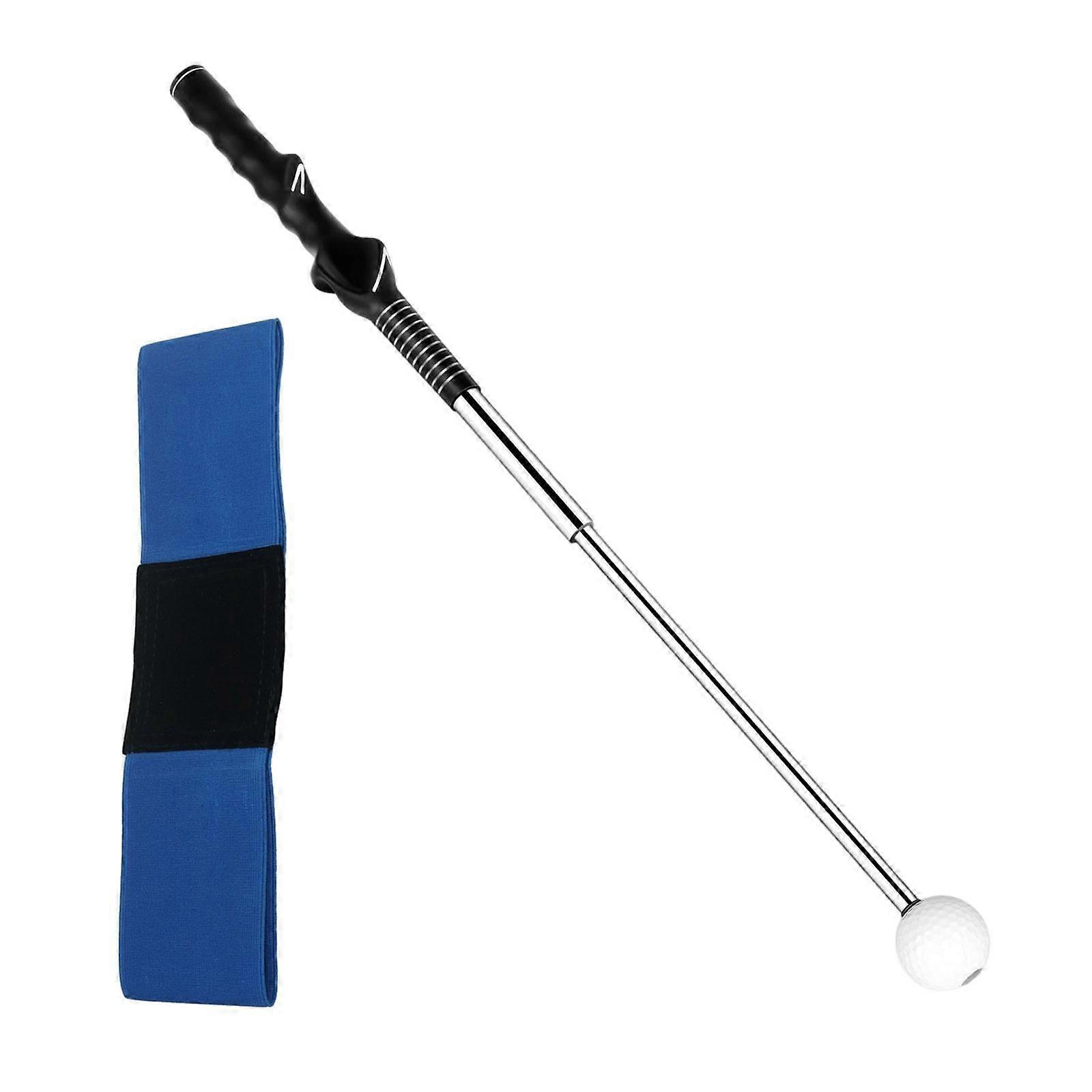 Telescopic Warm up Stick Telescopic Golf Swing Trainer for Speed Flexibility Blue Trainer Strap