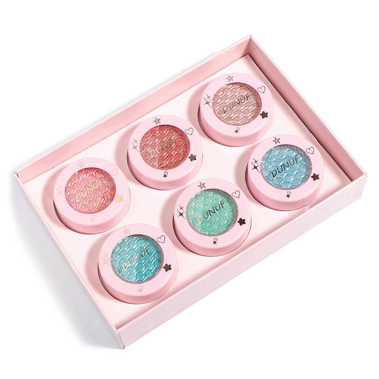 6 Color Mashed Potato Eye Shadow Set High Pearlescent Glitter Shimmering Shining Eyeshadow Brighten Eye Cosmetic