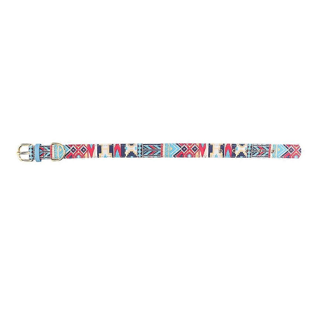 Soft Printing Pet Dog Cat Collar Strap with Adjustable Buckle for Training, Durable Nylon, Size Medium, Blue