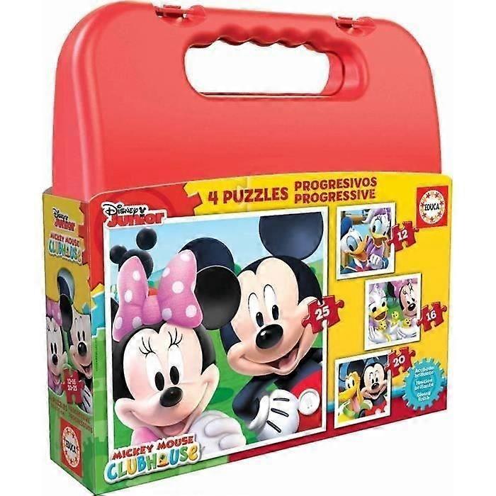 4 puzzles progressifs - EDUCA - Étui Mickey Puzzles Progressifs (12-16-20-25)