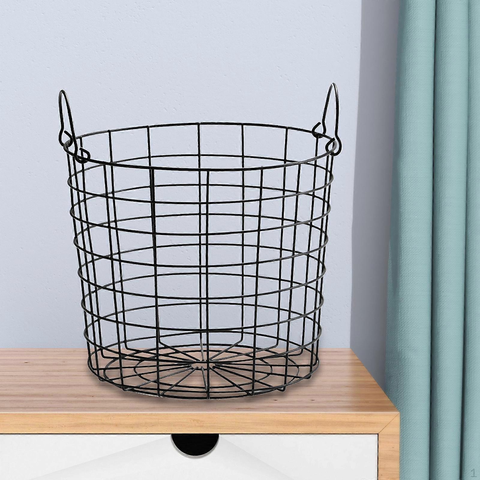 Iron Storage Basket 8.27inch x 7.87inch with Handles Sundries Bins Large