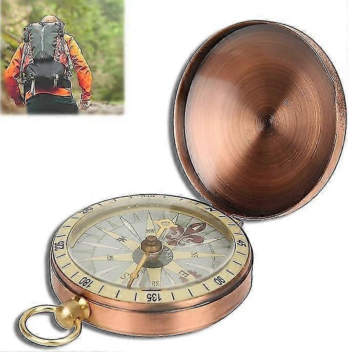 Vintage Compass Metal Copper Flip Compass Pocket Watch