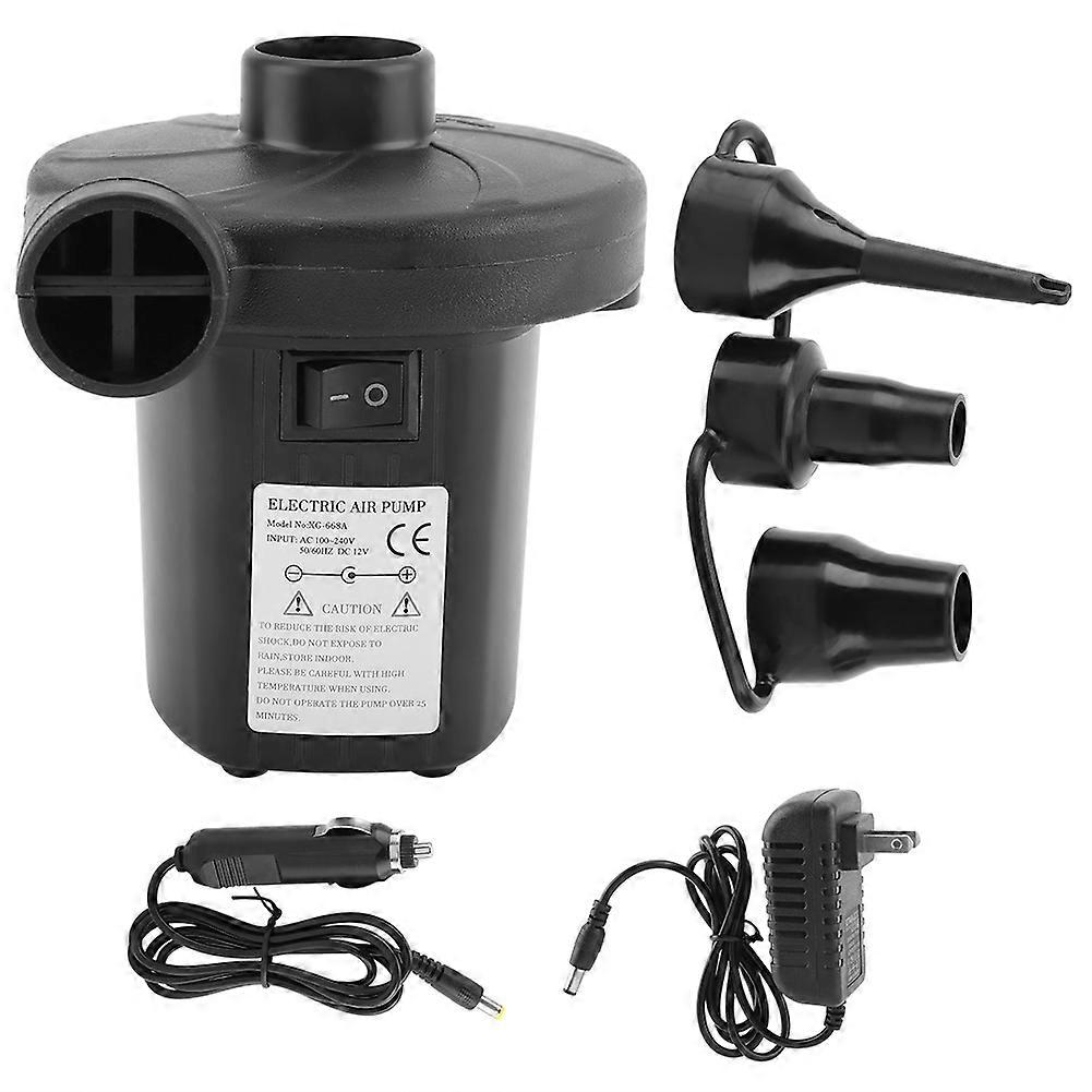 Portable Quick Air Pump for Camping Trips, Compatible Ac Dc Power, Inflator Deflator for Air Mattress, Inflatable Pool Toys, 3 Different Nozzles for