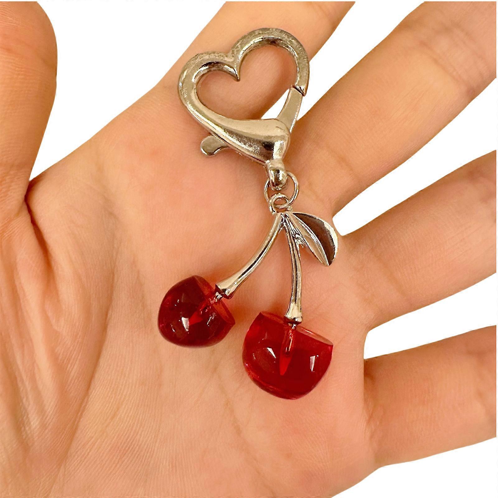 Stylish Cherry Key Chain Ornament Lovely Cherry Key Chain Accessory Versatile Keyrrings Pendant for Keys and Bags  Red