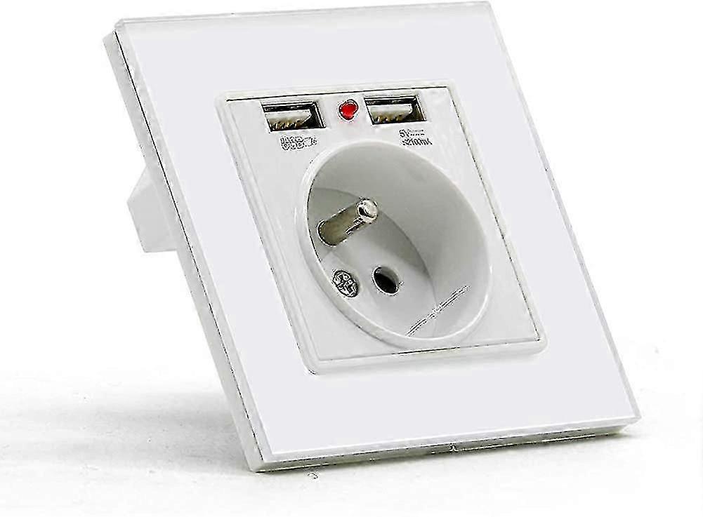 Waterproof Wall Socket Power Outlet Glass Panel French Standard Wall Socket