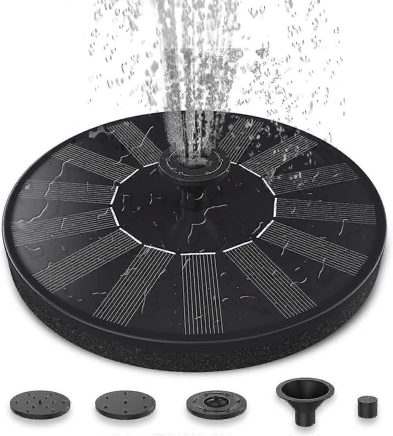 Solar Fountain Pump for Bird Bath with 4 Nozzles with 4 Different Water Spray Patterns for Bird Bath