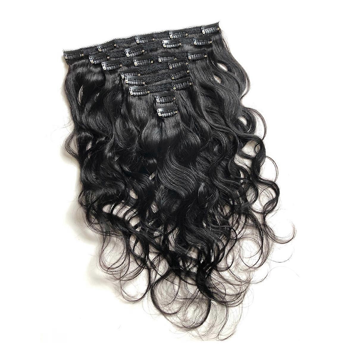 Water Wave Clips In Hair Extensions Hair Natural Color Wig Clip, 14In