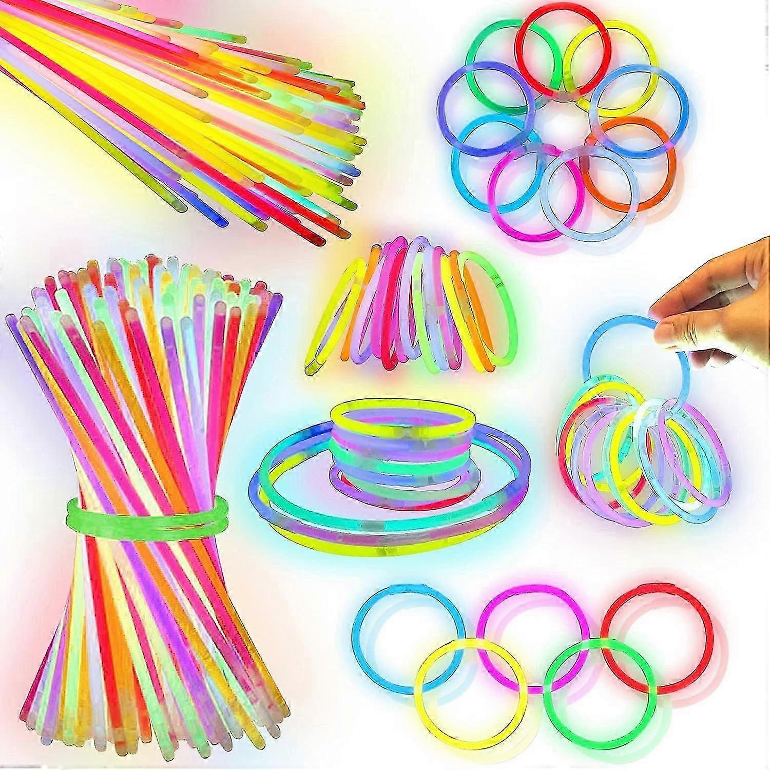 العصي المتوهجة ، حزم الحفلات Glowsticks ، حشوات حقيبة الحفلات مع موصلات السوار ، قلادات النيون المتوهجة للأطفال لوازم الحفلات المظلمة ، الزفاف ، المهرجان