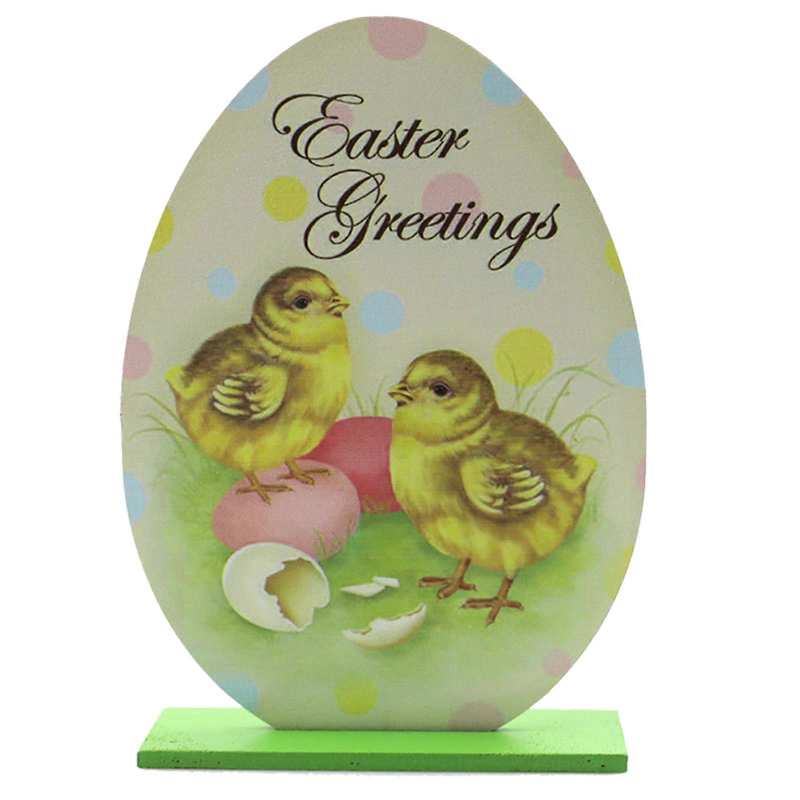 Rustic Easter Dining Table Decoration Egg Shaped Cartoon Wooden Centerpiece Sign Plaque Spring Holiday Party Supplies