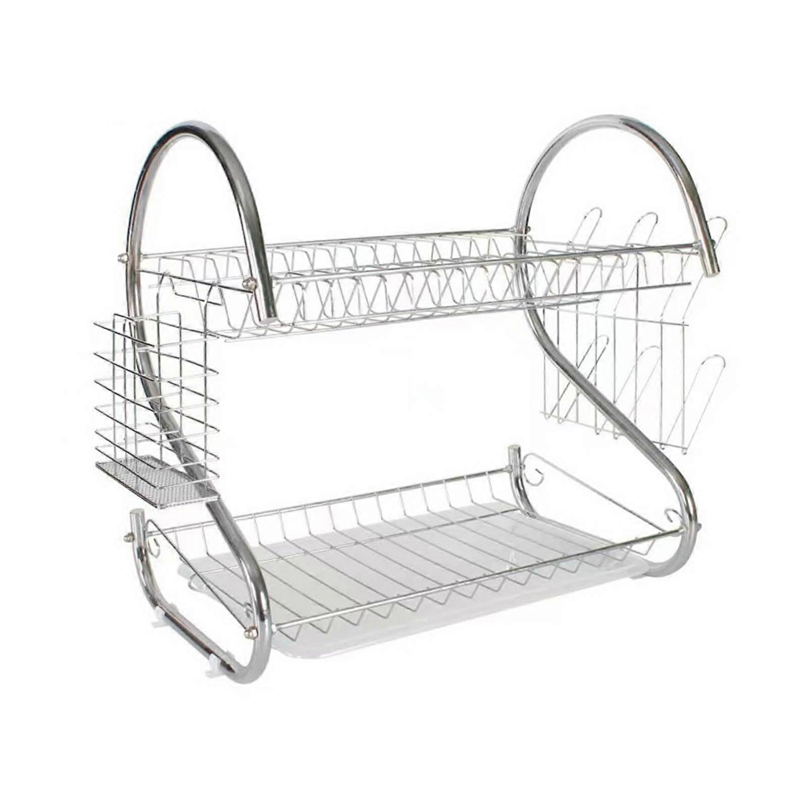 Dish Organizer Stainless Steel, Kitchen Dish Drying Rack with Chopsticks Holder, Countertop Storage Solution, Multi-Function Drainer